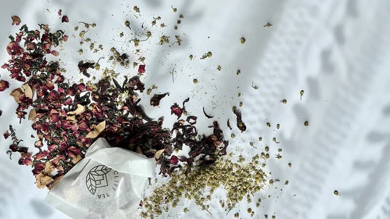 The full Cliff Natural Tea range of loose leaf teas and floral infusions laid out together
