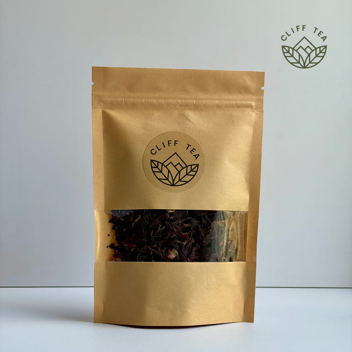 Dried hibiscus flowers in a tea cup