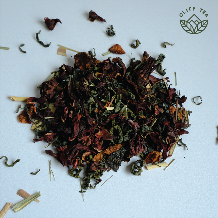 Colorful Floral tea blend with strawberry pieces